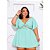Macaquinho Carla Liso Verde Água Plus Size - Imagem 1