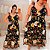 Vestido Alça Babado Martina Preto Floral Plus Size - Imagem 2