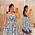 Vestido Alça Babado Martina Branco e Azul Plus Size - Imagem 1