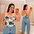 Cropped Corselet Rubi Verde e Azul Plus Size - Imagem 1