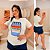 T shirt Sardines Branca Estampa Azul e Laranja Plus Size - Imagem 1