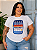T shirt Sardines Branca Estampa Azul e Laranja Plus Size - Imagem 3