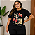 T shirt Big Dreams Preta Floral Plus Size - Imagem 1