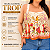 Blusa Alcinha Trop Estampa Folhas Coloridas Plus Size - Imagem 4