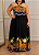 Vestido Cruzado Preto Estampado Plus Size - Imagem 3
