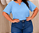 Blusa Manga Duna Beatriz Azul BB Plus Size - Imagem 1