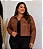 Jaqueta Corino Botão Marrom Plus Size - Imagem 1