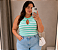 Regata Gota Modal Verde Listra Plus Size - Imagem 3
