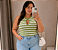 Regata Gota Modal Verde Listra Plus Size - Imagem 1