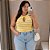 Regata Gota Modal Amarelo Listra Plus Size - Imagem 1