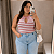 Regata Gota Modal Rosa Listra Plus Size - Imagem 1