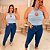 Regata Gota Modal Azul Listra Plus Size - Imagem 2