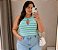Regata Gota Modal Azul Listra Plus Size - Imagem 1
