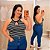 Regata Gota Modal Preta Listra Plus Size - Imagem 1