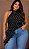 Blusa Assimétrica Preta Poá Plus Size - Imagem 1