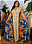 Vestido Lenço Adrieli Azul e Laranja Plus Size - Imagem 1