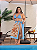 Biquíni com Saída Azul e Laranja Estampado Plus Size - Imagem 3