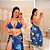 Biquíni com Saída Azul Estampado Plus Size - Imagem 1
