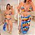 Biquíni com Saída Estampa Azul e Amarelo Plus Size - Imagem 2
