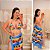 Biquíni com Saída Estampa Azul e Amarelo Plus Size - Imagem 1