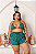 Biquíni com Short Verde e Laranja Estampado Plus Size - Imagem 3