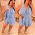 Macaquinho Gola Boba Lívia Azul Plus Size - Imagem 2