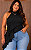 Blusa Assimétrica Lisa Preta Plus Size - Imagem 3
