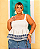 Blusa Alcinha Trop Off Estampa Preta e Azul Plus Size - Imagem 3