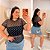 Blusa Tule Poá Lia Preta Plus Size - Imagem 1