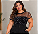 Blusa Tule Poá Lia Preta Plus Size - Imagem 3