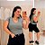 T shirt Básica Gola V Eloá Cinza Plus Size - Imagem 1