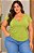 T shirt Básica Gola V Eloá Verde Plus Size - Imagem 3