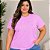 T shirt Bordada Rosa Corações Plus Size - Imagem 1
