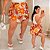 Short Saia Babi Estampado Laranja e Marrom Plus Size - Imagem 1