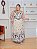 Vestido Celeste Bege Estampado Plus Size - Imagem 1