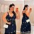 Vestido Longo Sabrina Azul Marinho Floral Plus Size - Imagem 1