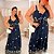 Vestido Longo Sabrina Azul Marinho Floral Plus Size - Imagem 2