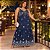 Vestido Longo Sabrina Azul Marinho Floral Plus Size - Imagem 3