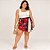 Short Saia Babi Preto Floral Vermelho Plus Size - Imagem 2