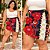Short Saia Babi Preto Floral Vermelho Plus Size - Imagem 1