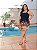 Vestido Gabriela Azul e Bege Estampado Plus Size - Imagem 1