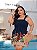 Vestido Gabriela Azul e Bege Estampado Plus Size - Imagem 4