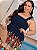 Vestido Gabriela Azul e Bege Estampado Plus Size - Imagem 3