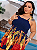Vestido Gabriela Azul e Amarelo Estampado Plus Size - Imagem 2
