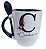 Caneca Personalizada com Colher - Preta Inicial Floral com Nome e Frase - Imagem 3