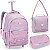 KIT MOCHILA COM RODAS ESTOJO E LANCHEIRA BORDADO CUPCAKE - Imagem 2