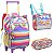KIT MOCHILA RODINHA LANCHEIRA ESTOJ INFANTIL GATO HOLOGRÁFICA - Imagem 1
