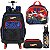 KIT MOCHILA DE RODINHA ESTOJO LANCHEIRA GARRAFA HOT WHEELS - Imagem 1