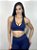 Top Fitness Médio Impacto Emana Feminino ROMA Cruzado Azul Escuro - Imagem 1