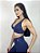 Top Fitness Médio Impacto Emana Feminino ROMA Cruzado Azul Escuro - Imagem 2